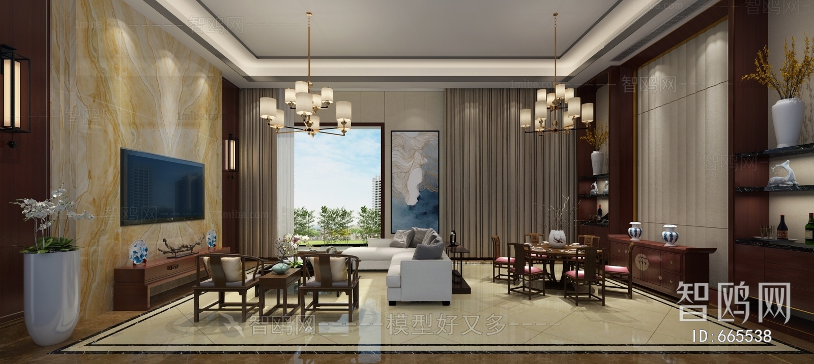 New Chinese Style A Living Room