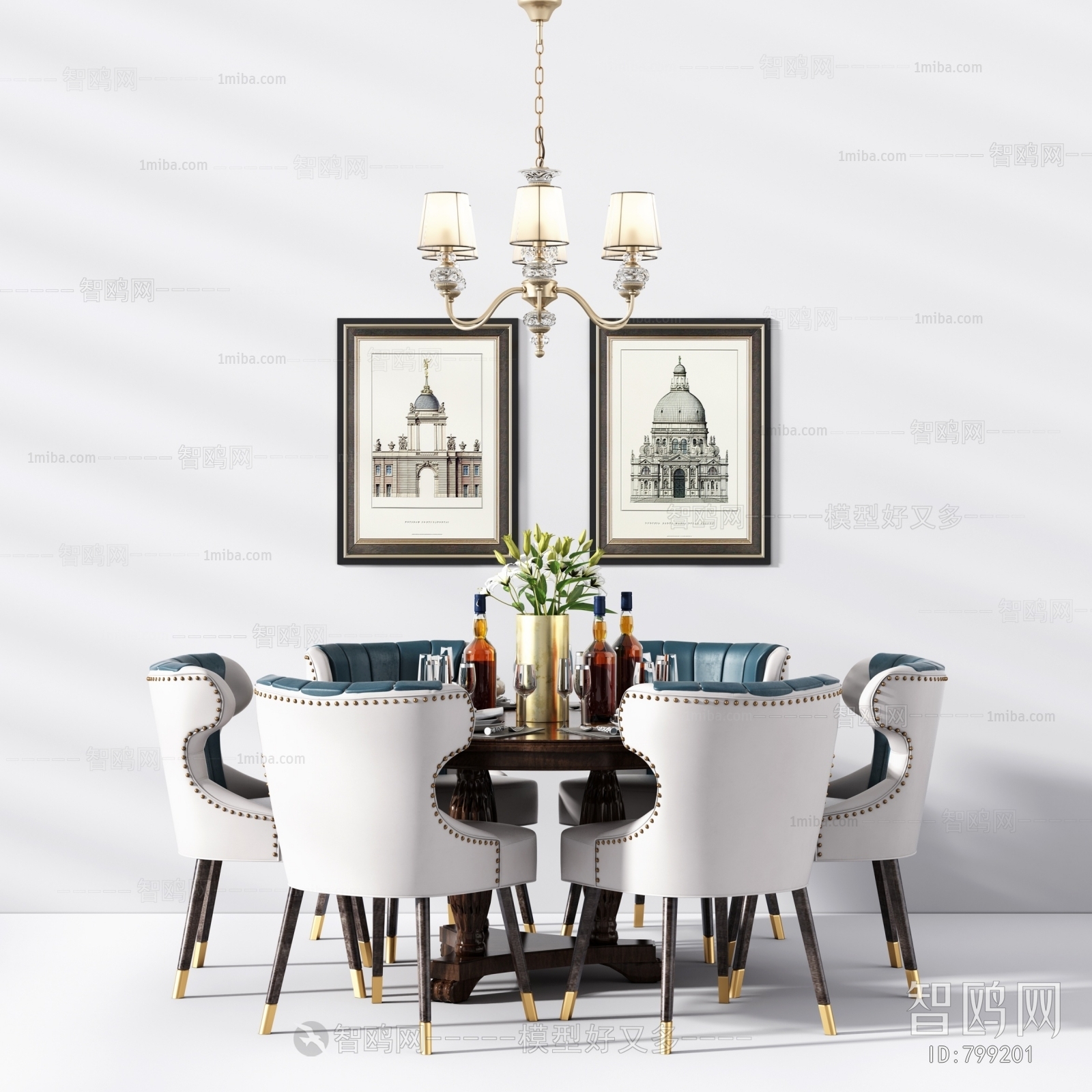 Simple European Style Dining Table And Chairs