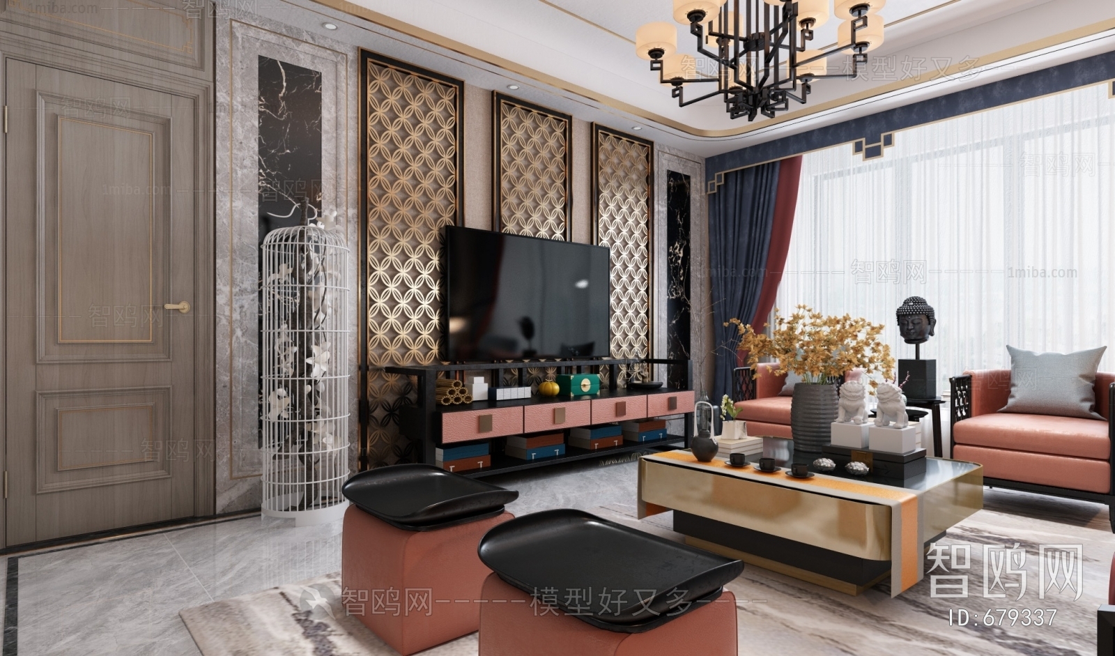 New Chinese Style A Living Room