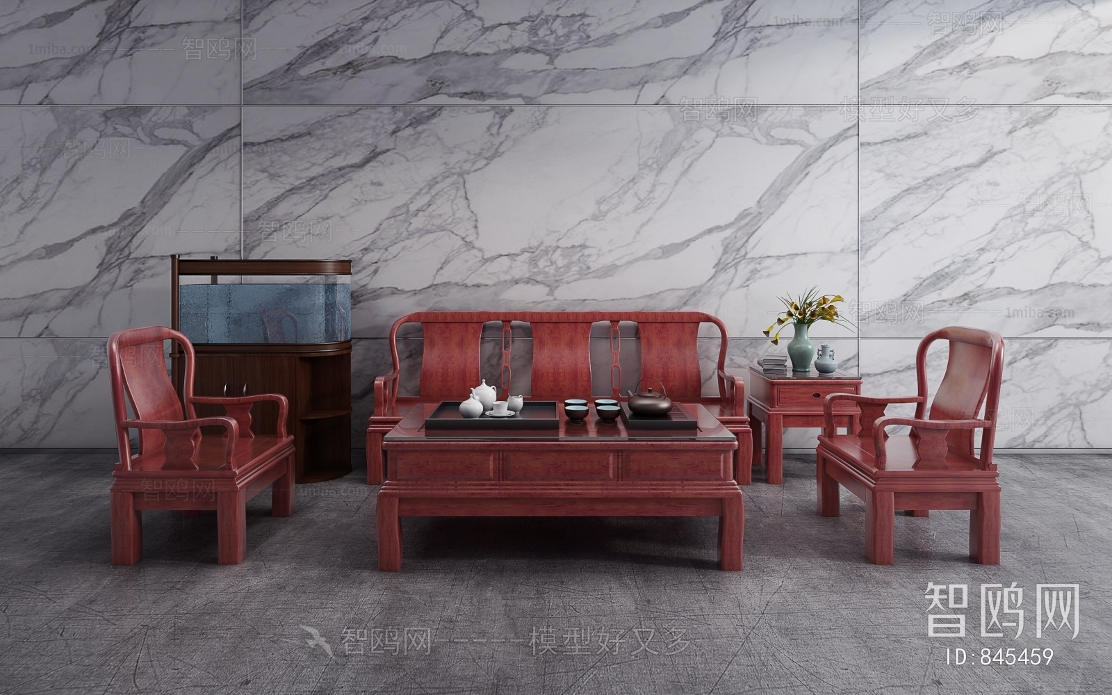 中式红木组合沙发茶几