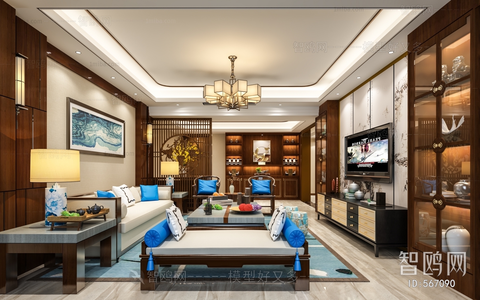 New Chinese Style A Living Room