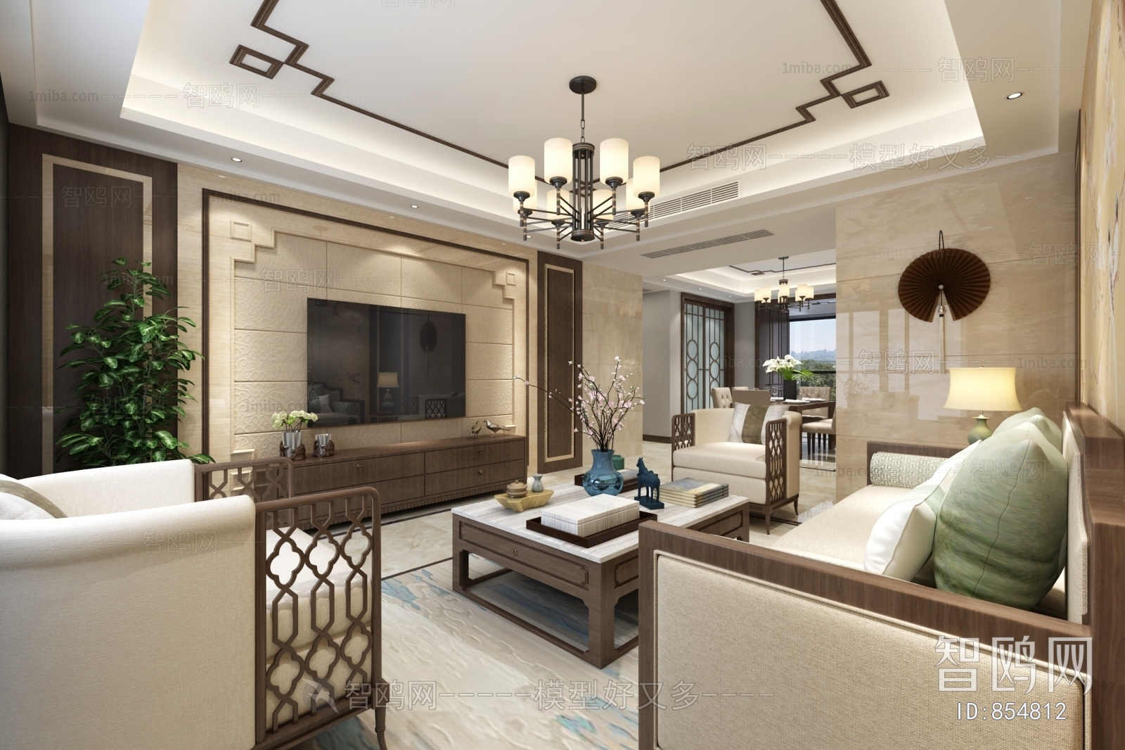 New Chinese Style A Living Room