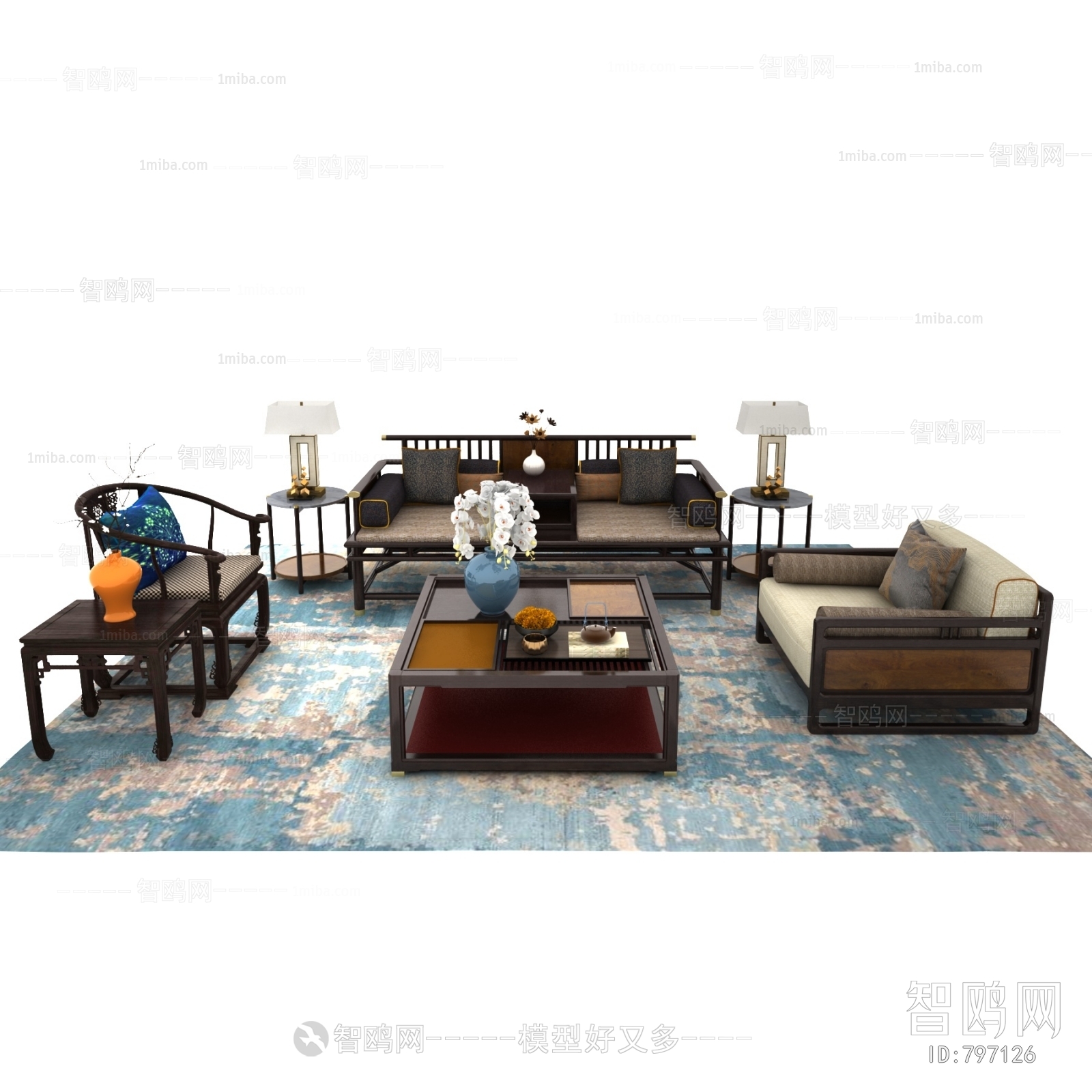 New Chinese Style Sofa Combination