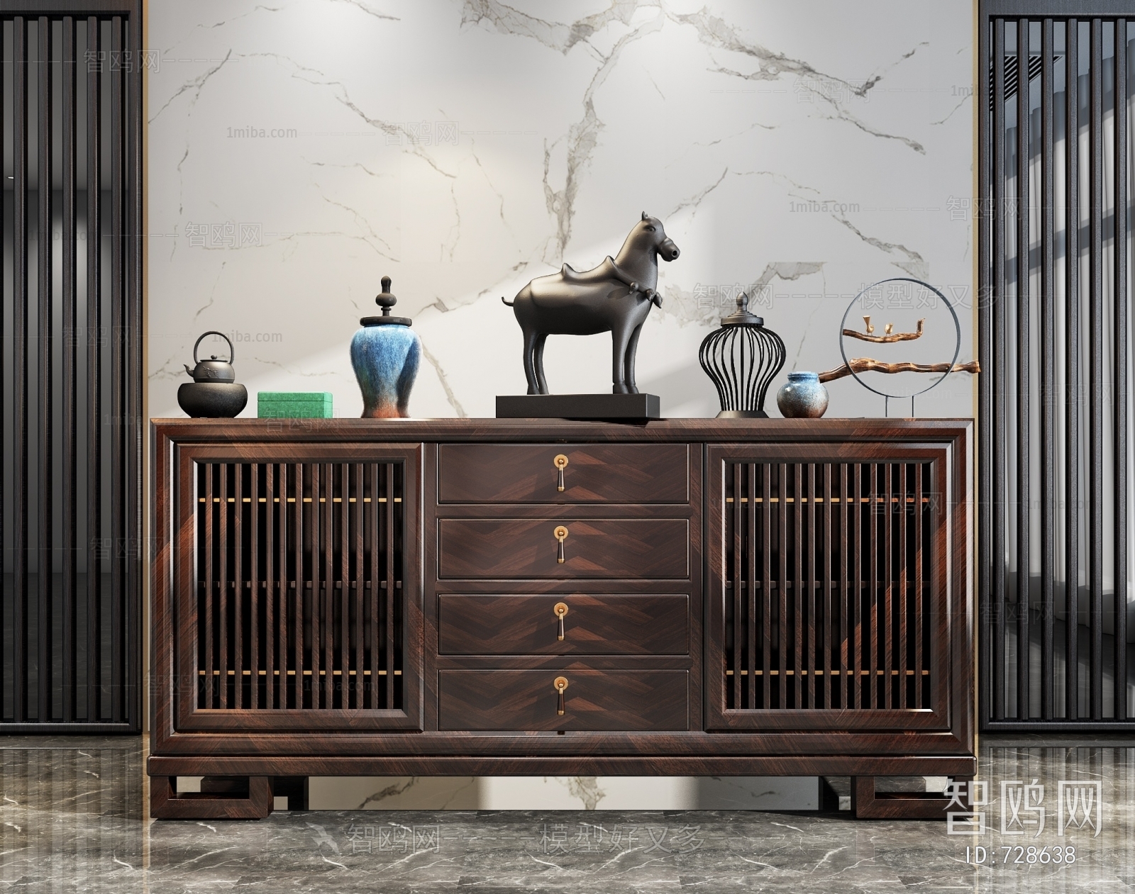 New Chinese Style Side Cabinet