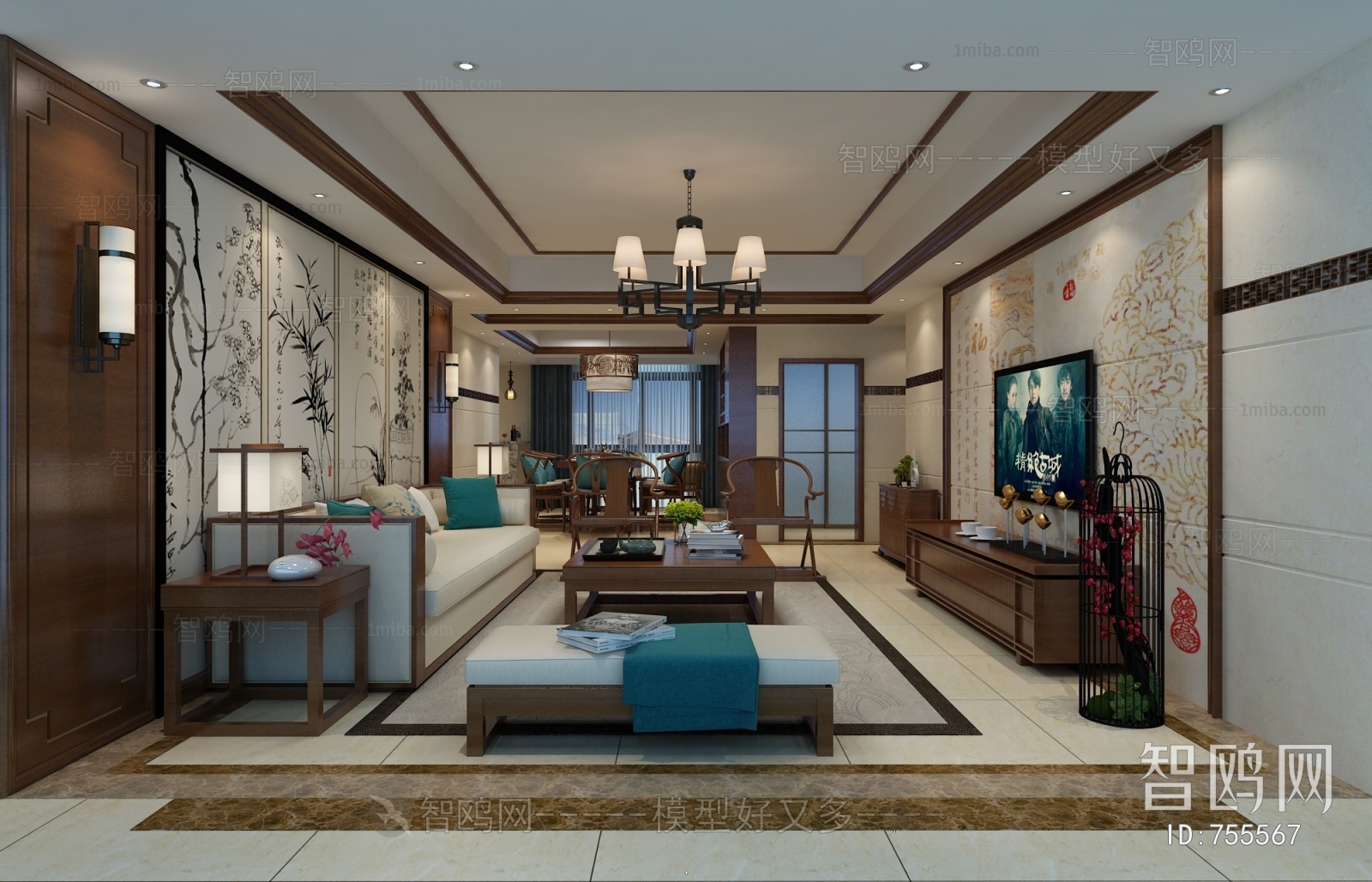 New Chinese Style A Living Room