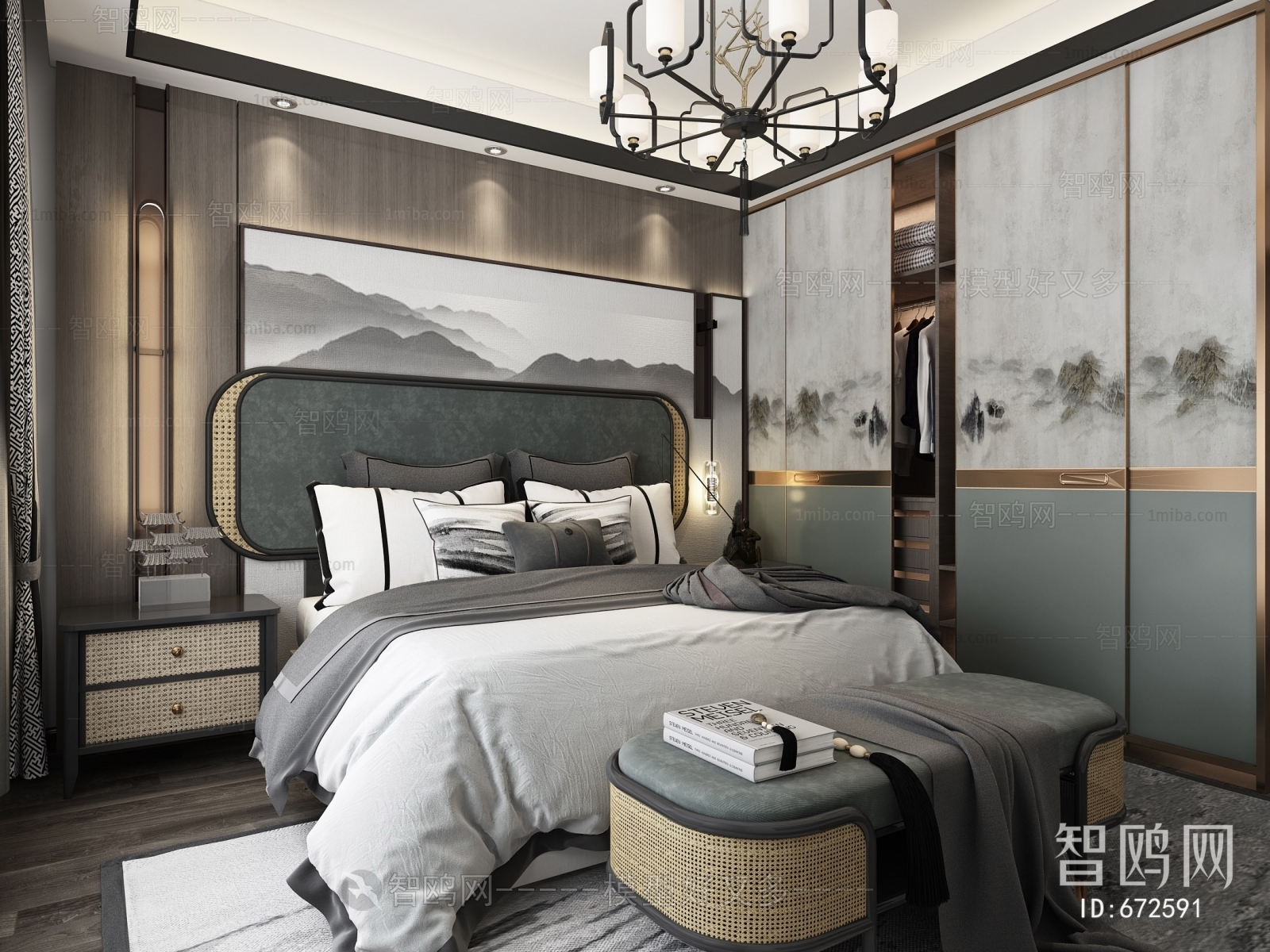 New Chinese Style Bedroom