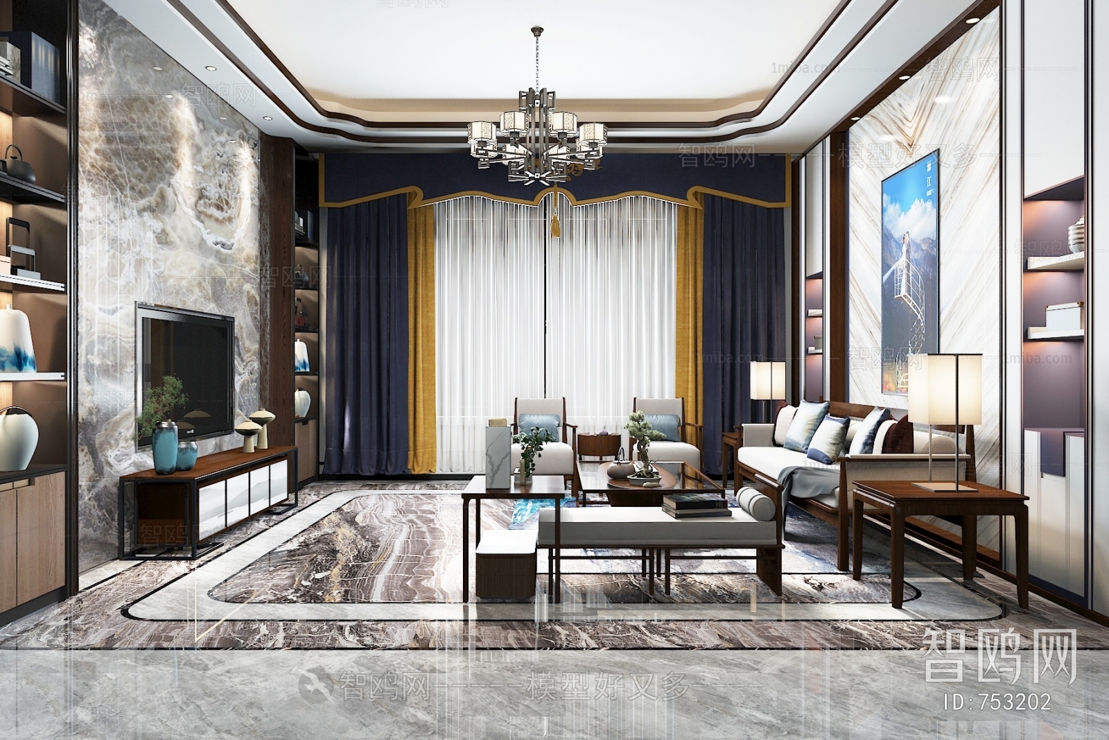 New Chinese Style A Living Room