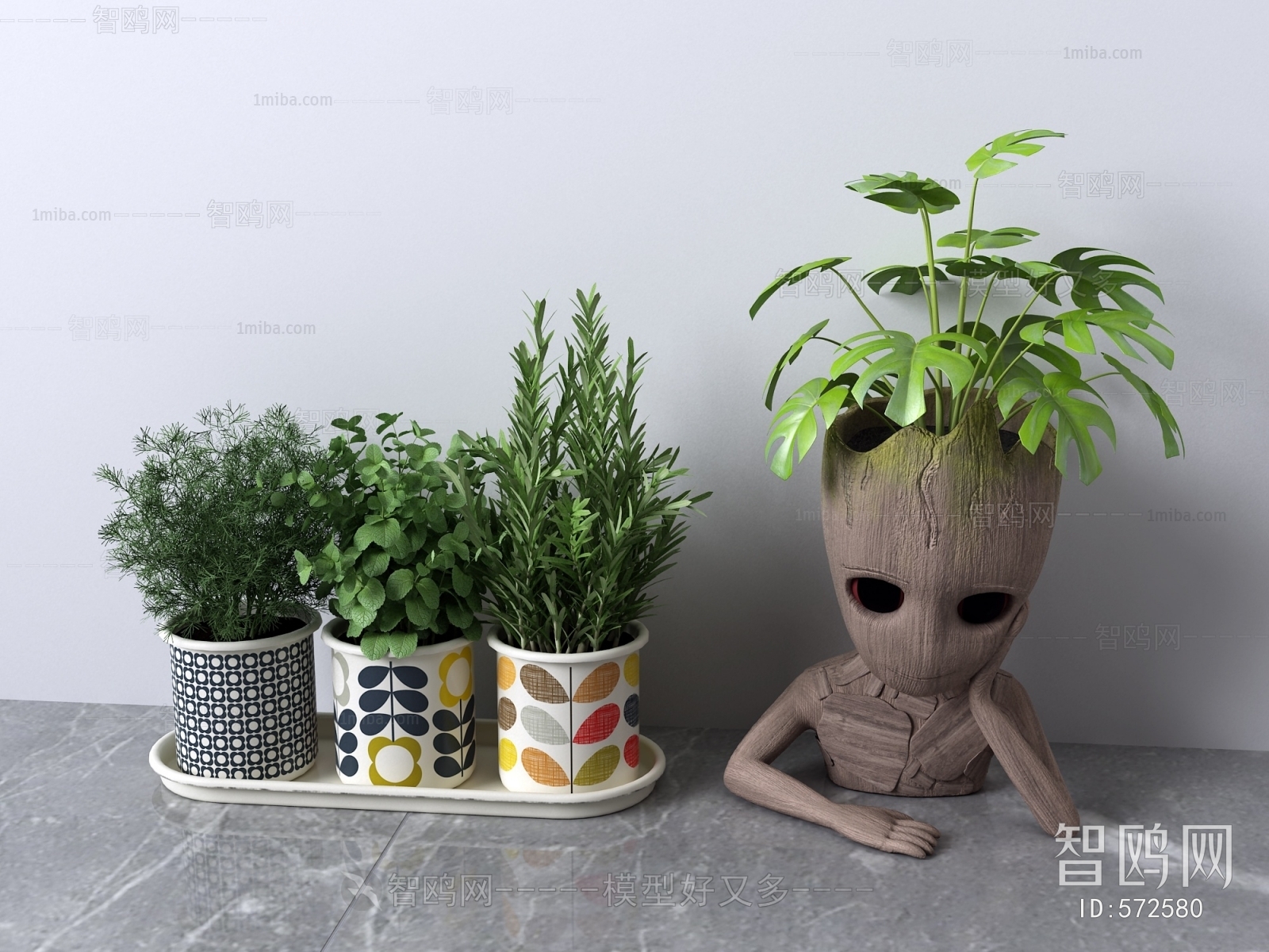 Modern Potted Green Plant