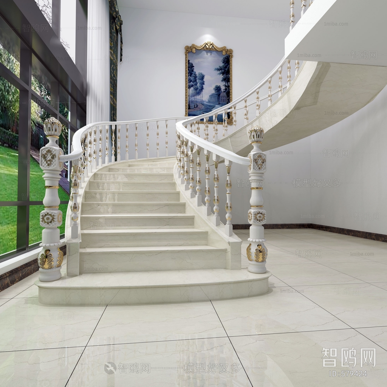 Simple European Style Rotating Staircase