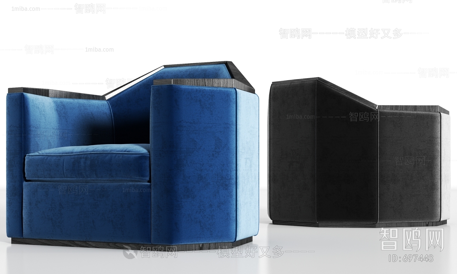 新中式绒布单人沙发组合