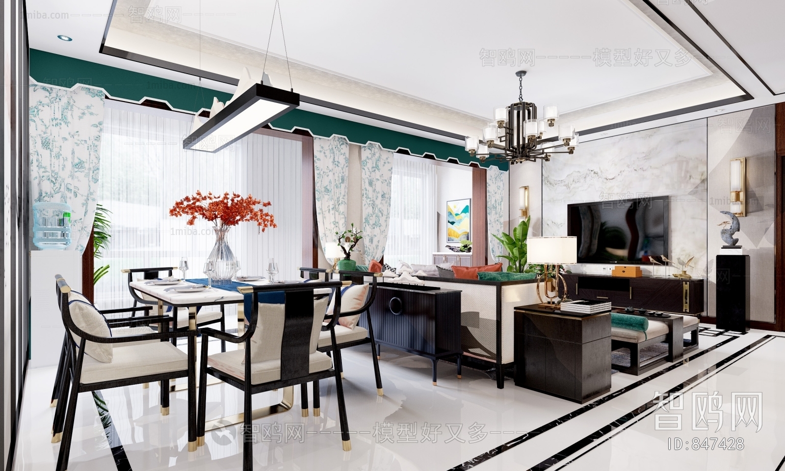 New Chinese Style A Living Room