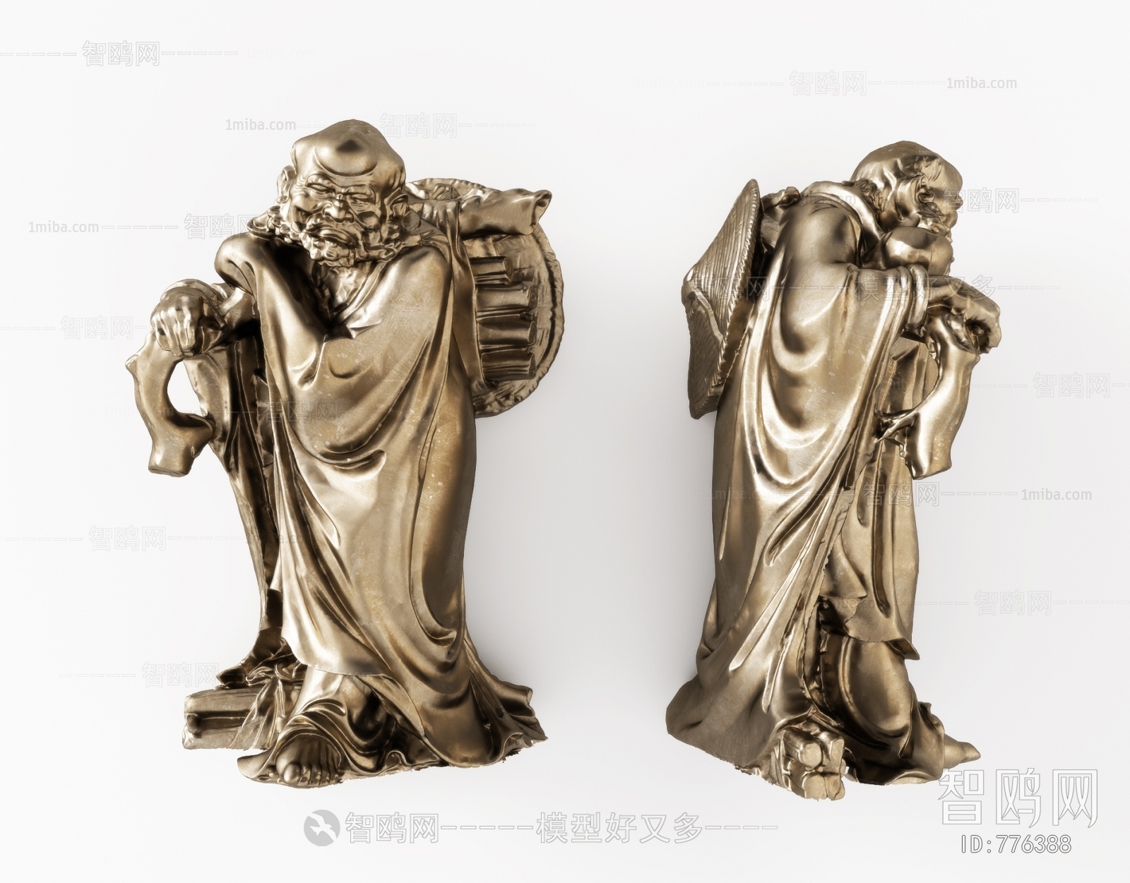 中式人物铜雕塑