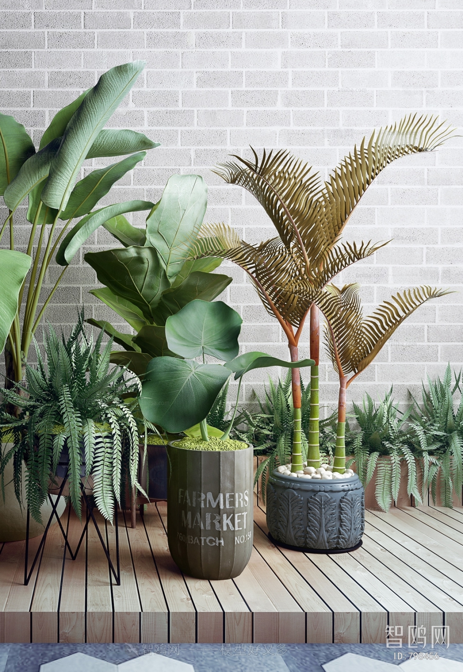 Modern Potted Green Plant