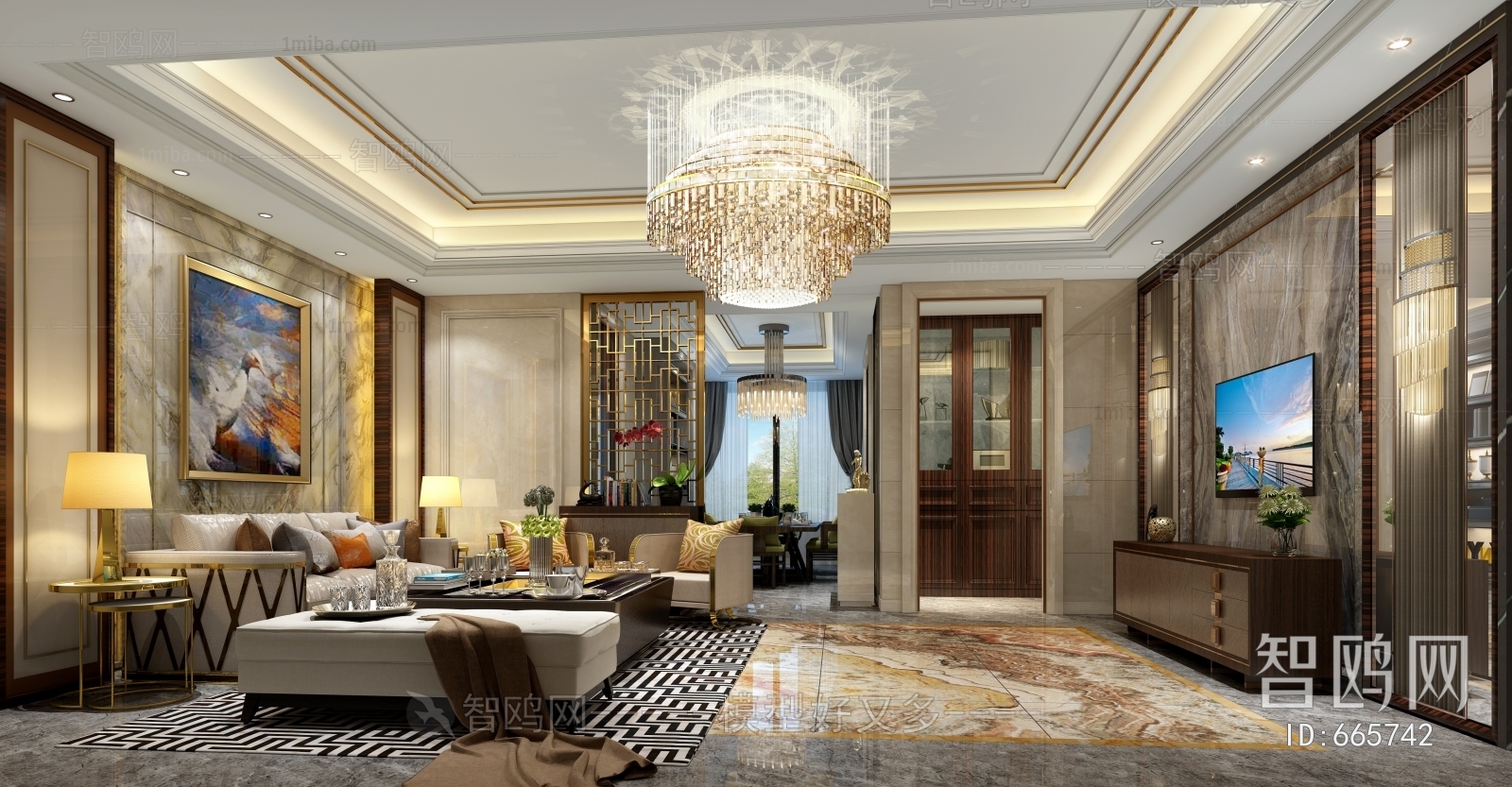 New Chinese Style A Living Room