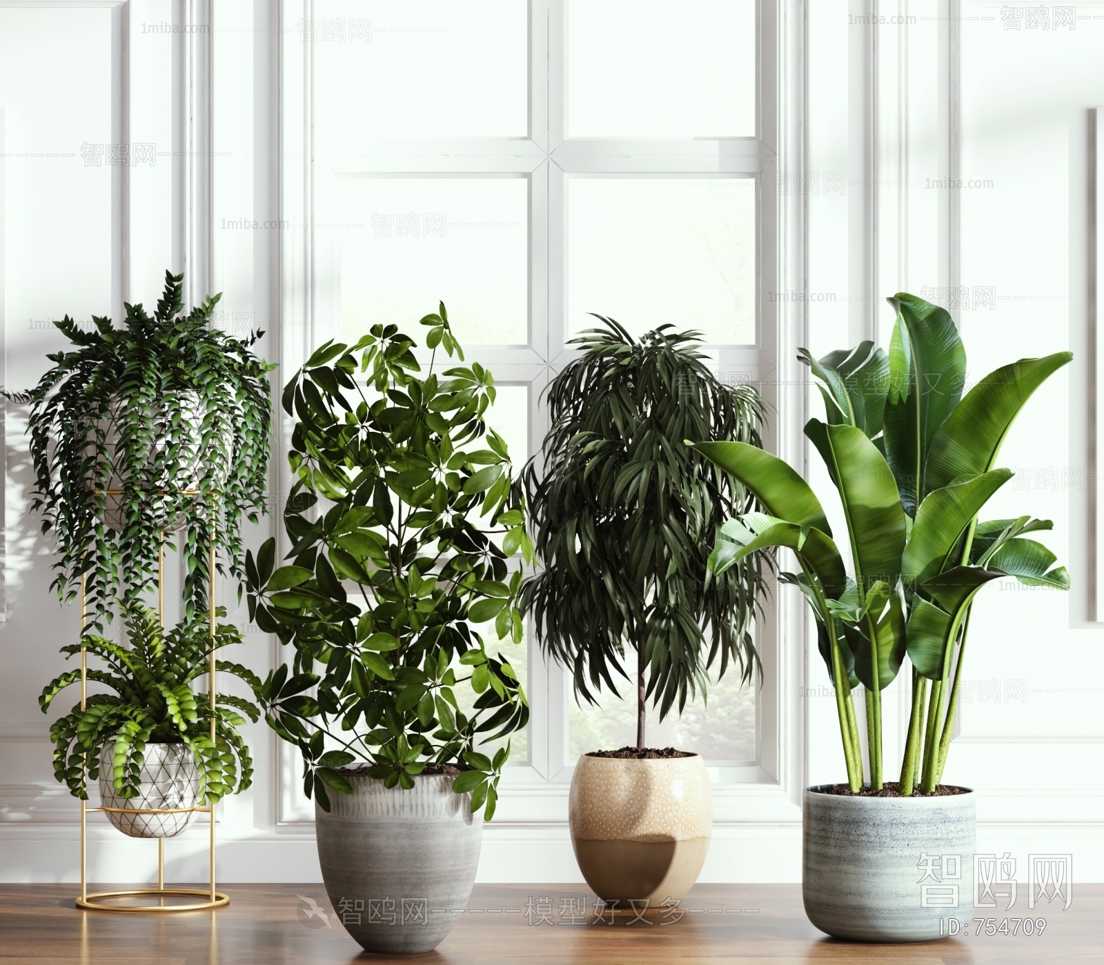 Modern Potted Green Plant