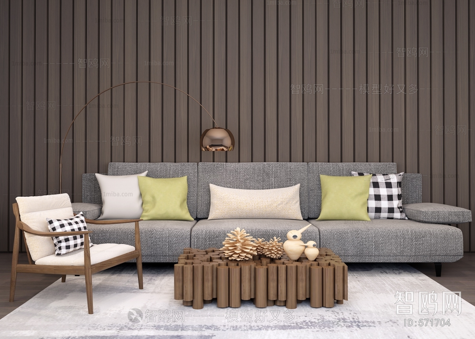 Nordic Style Three-seat Sofa