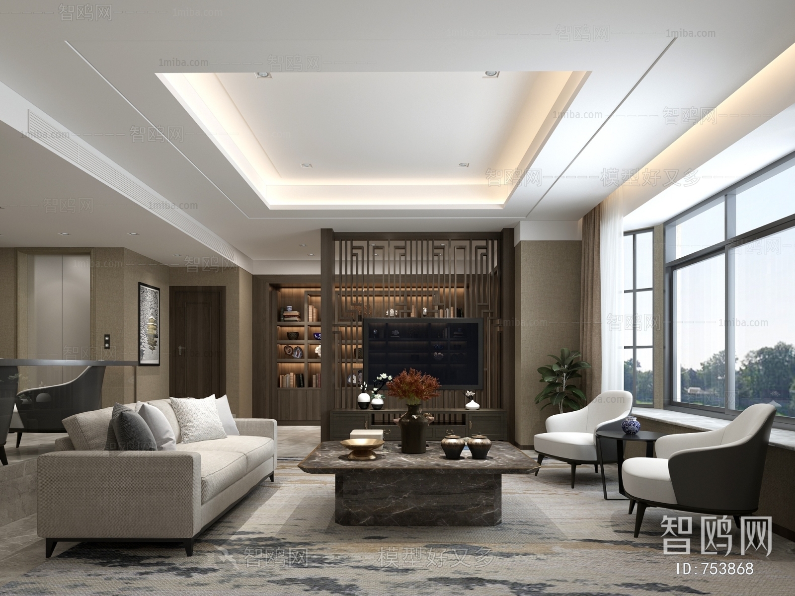 New Chinese Style A Living Room