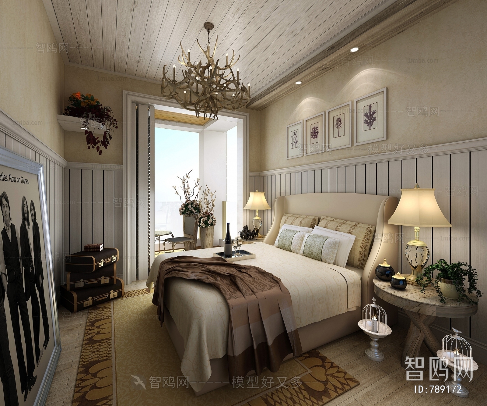 American Style Idyllic Style Bedroom