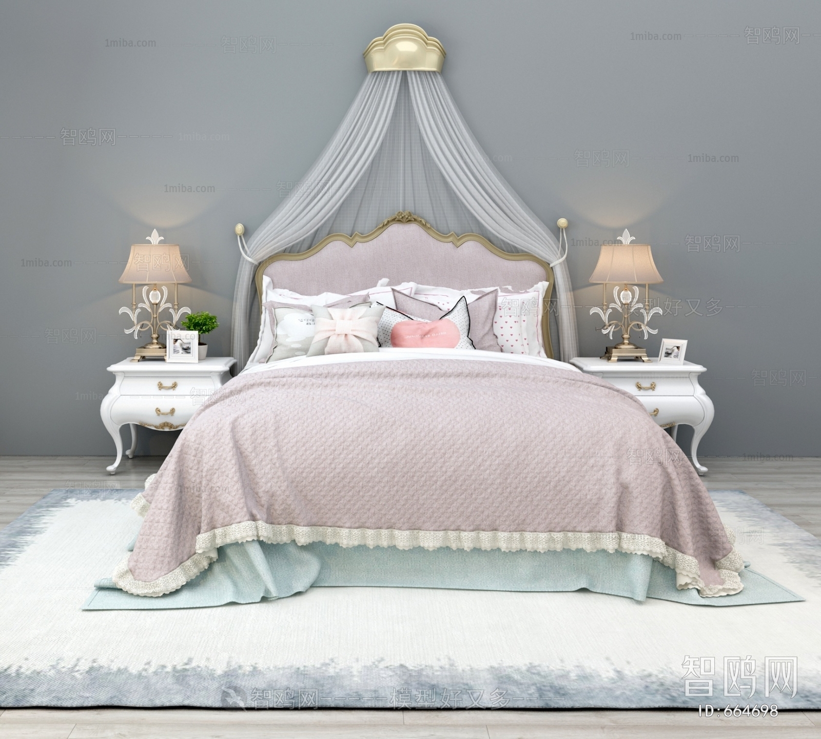 Simple European Style Double Bed