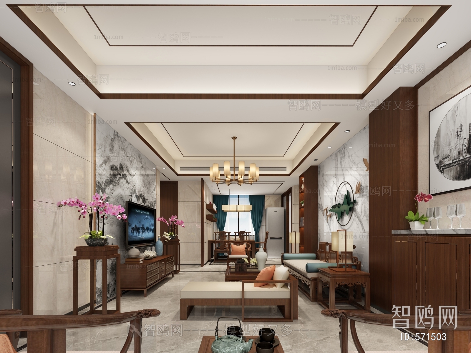 New Chinese Style A Living Room