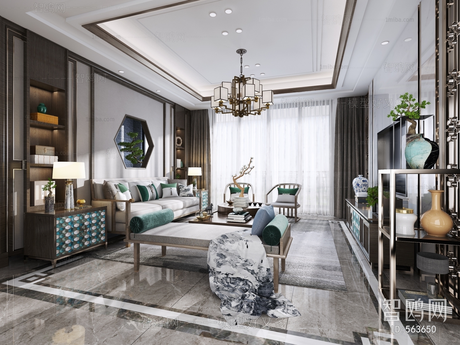 New Chinese Style A Living Room