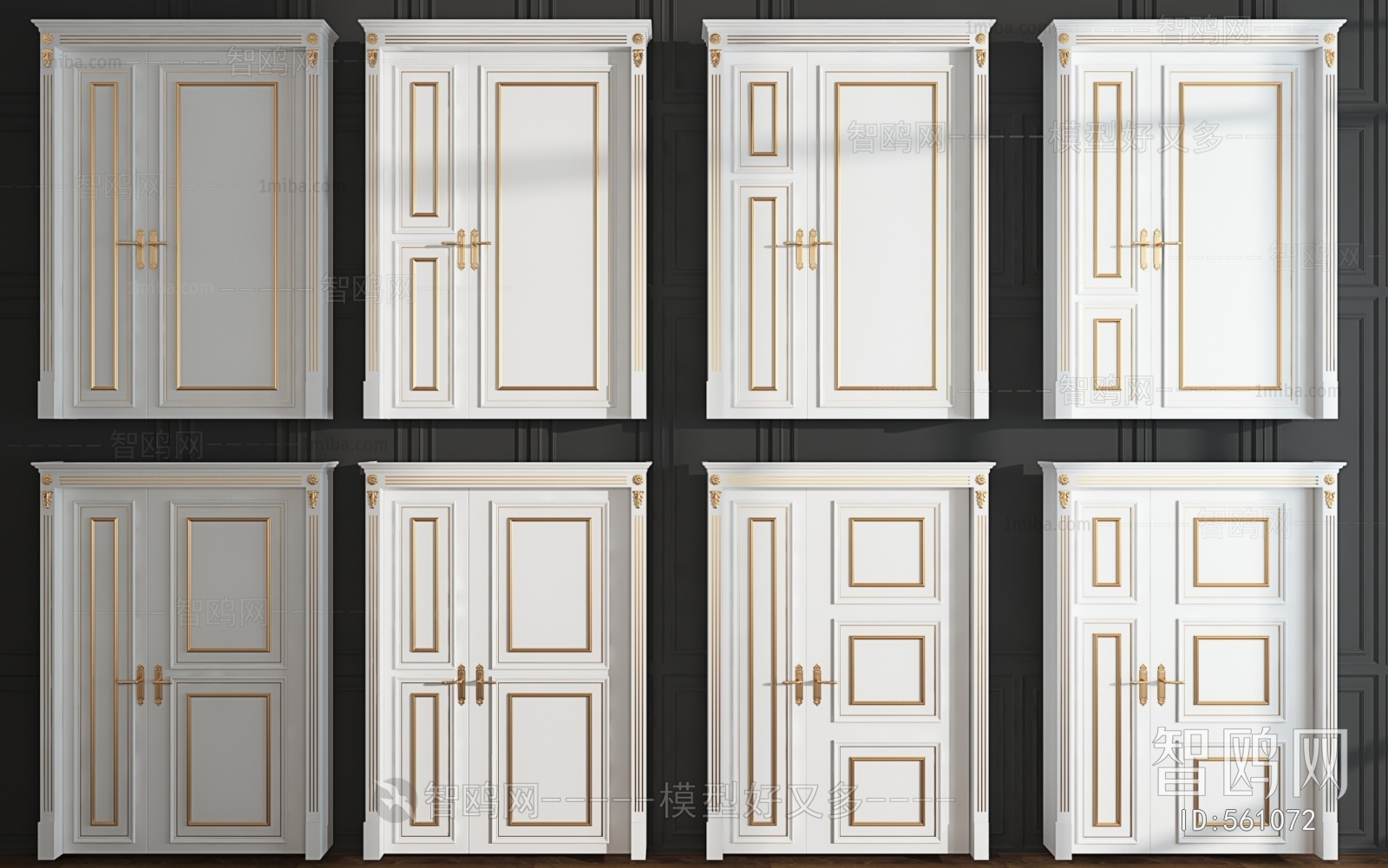 Simple European Style Unequal Double Door