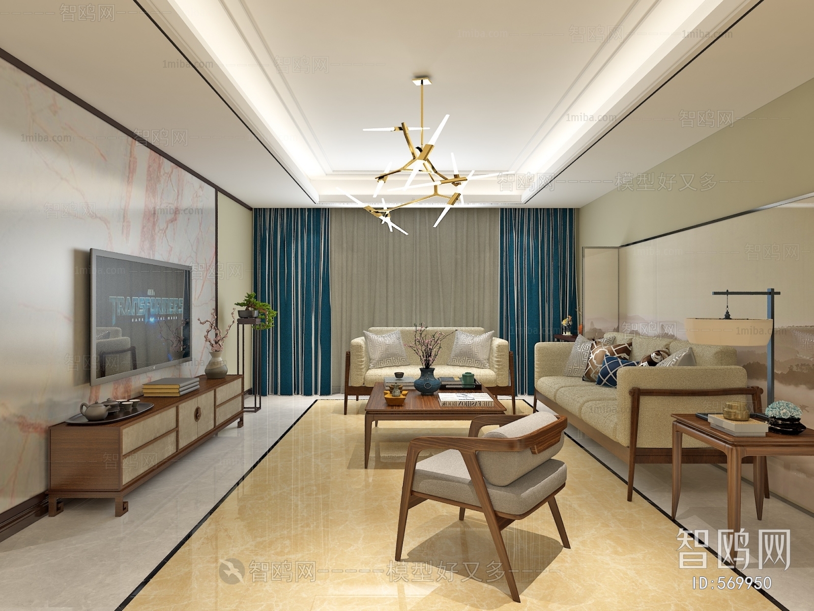 New Chinese Style A Living Room