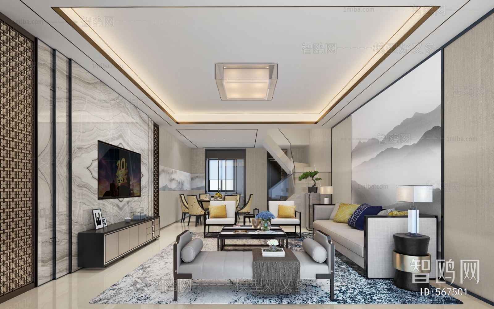 New Chinese Style A Living Room