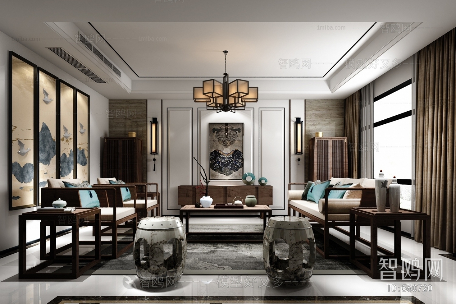 New Chinese Style A Living Room