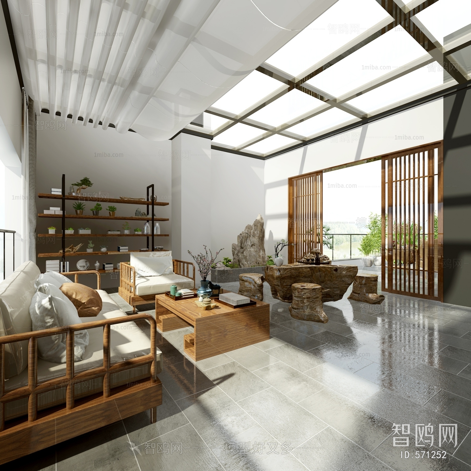 New Chinese Style Glass Sun Room