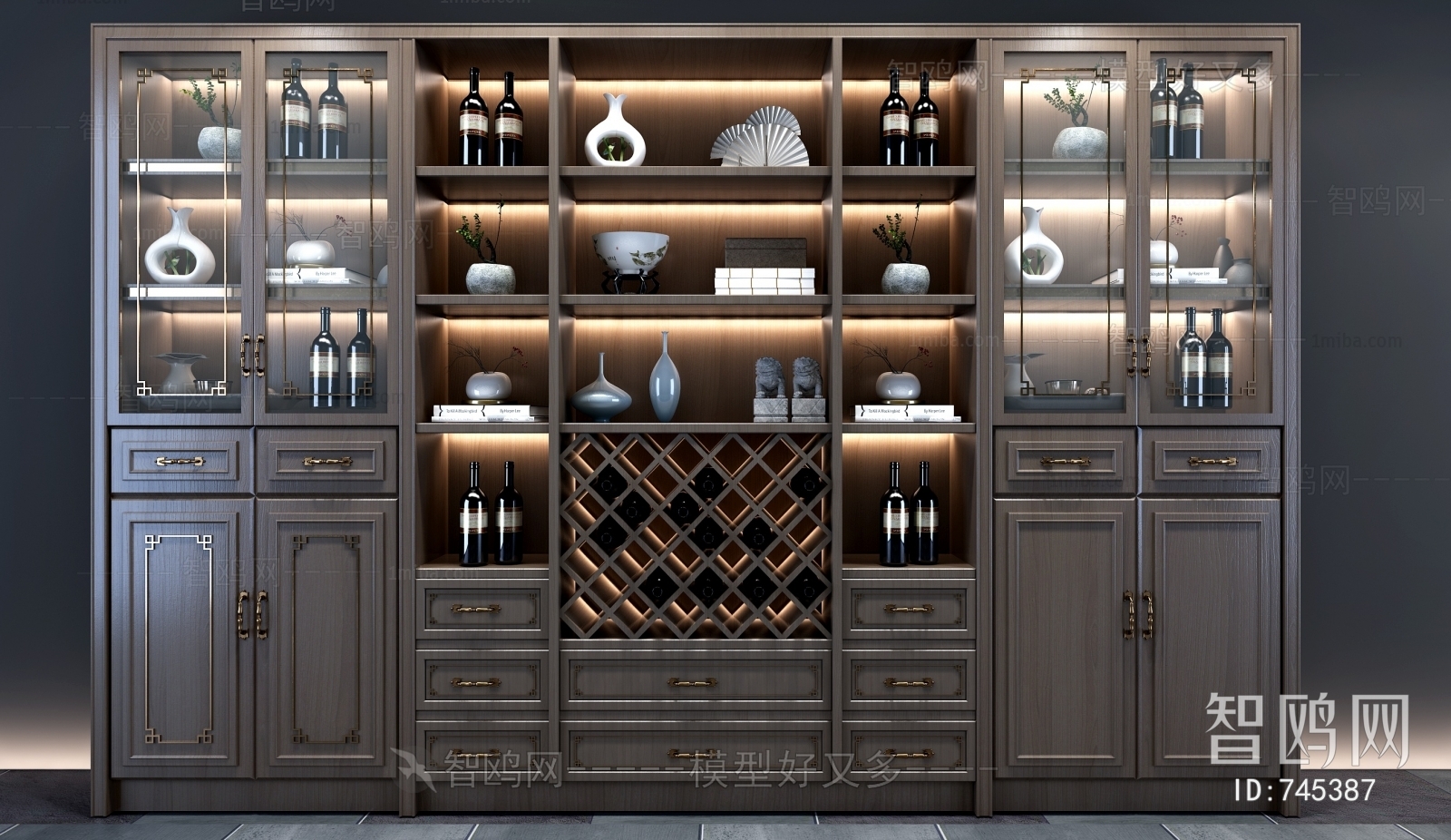 New Chinese Style Wine Cabinet