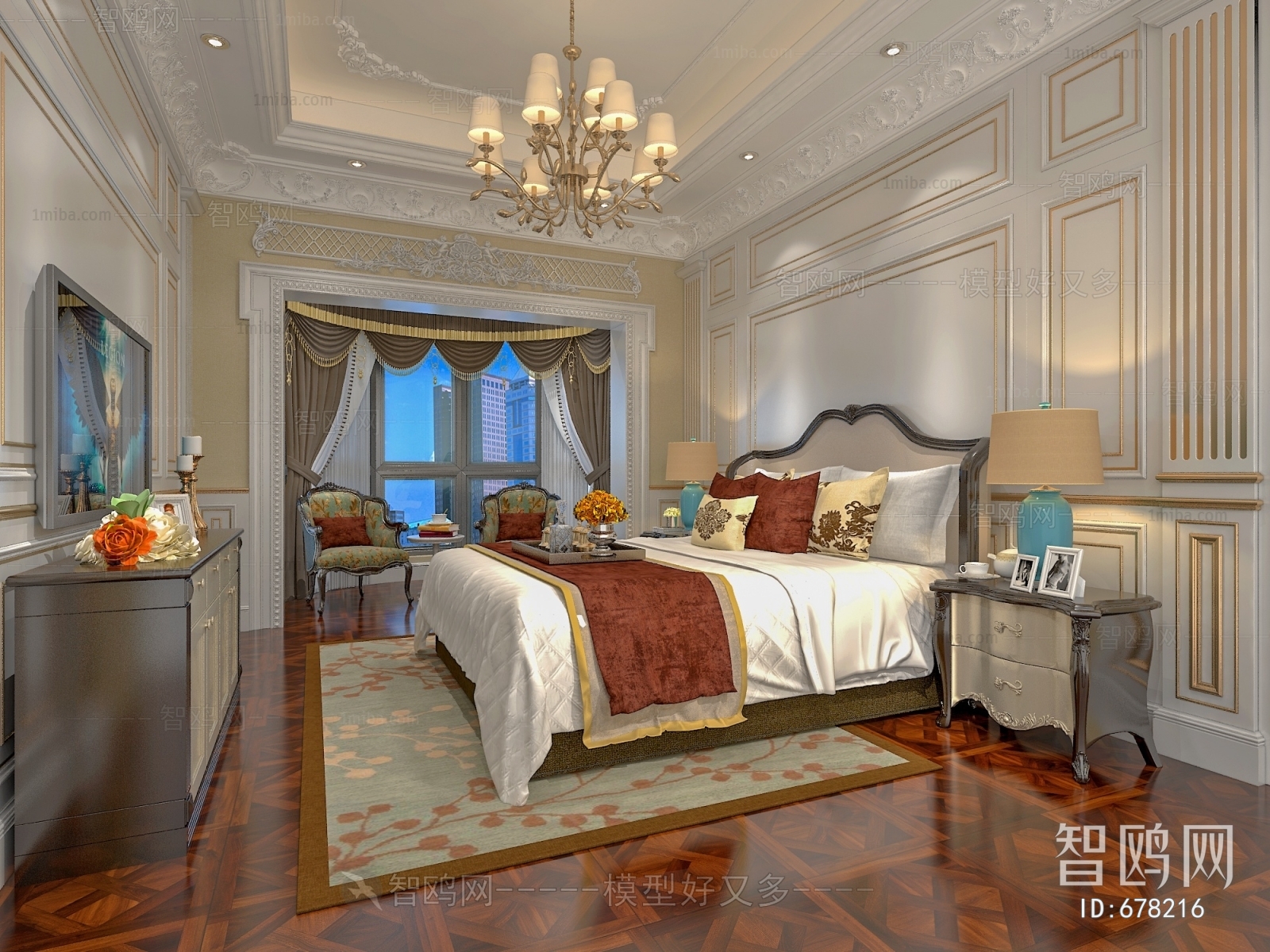 Simple European Style Bedroom