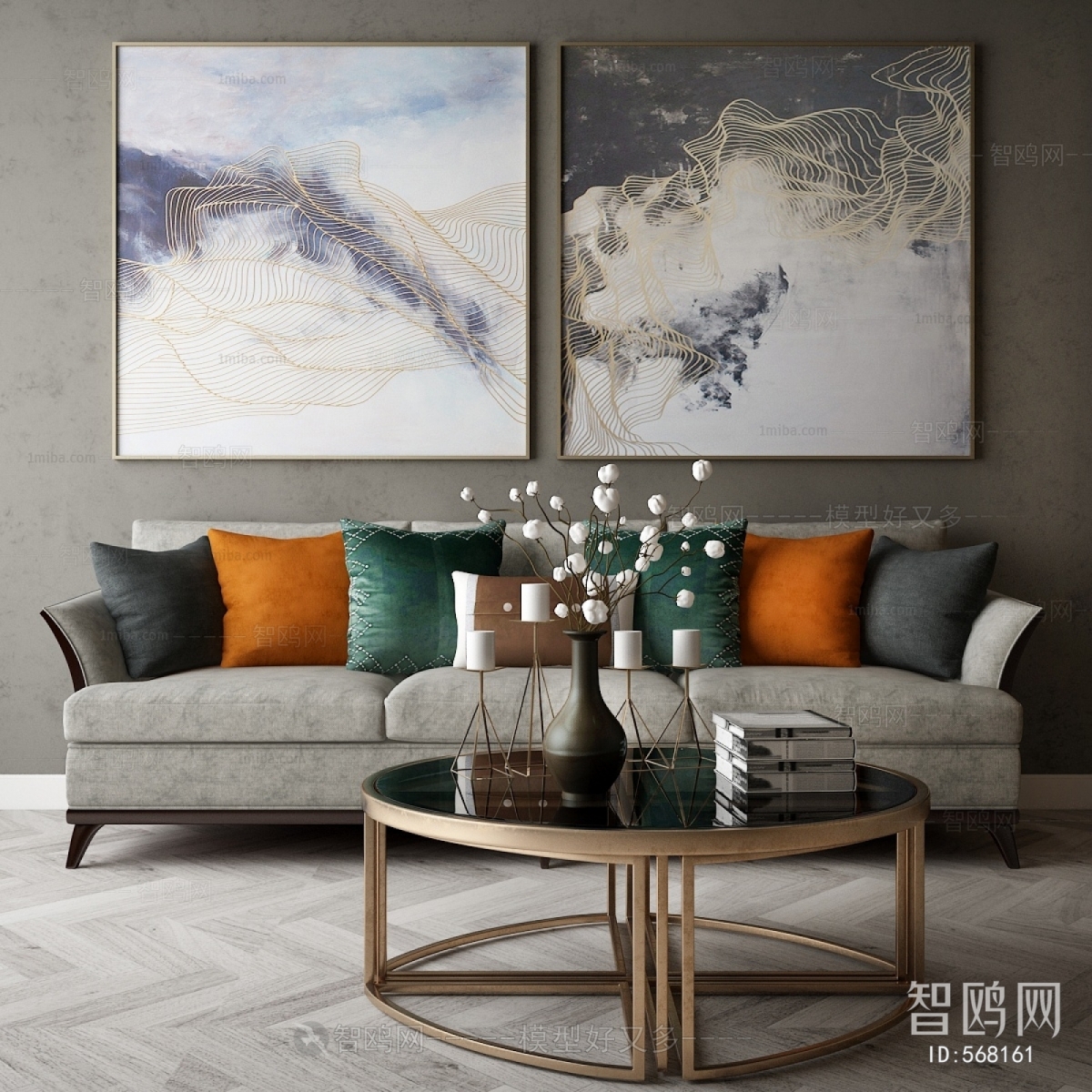 New Chinese Style Three-seat Sofa