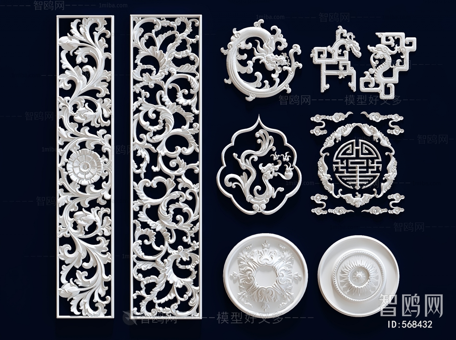 European Style Plaster Carved Top Plate