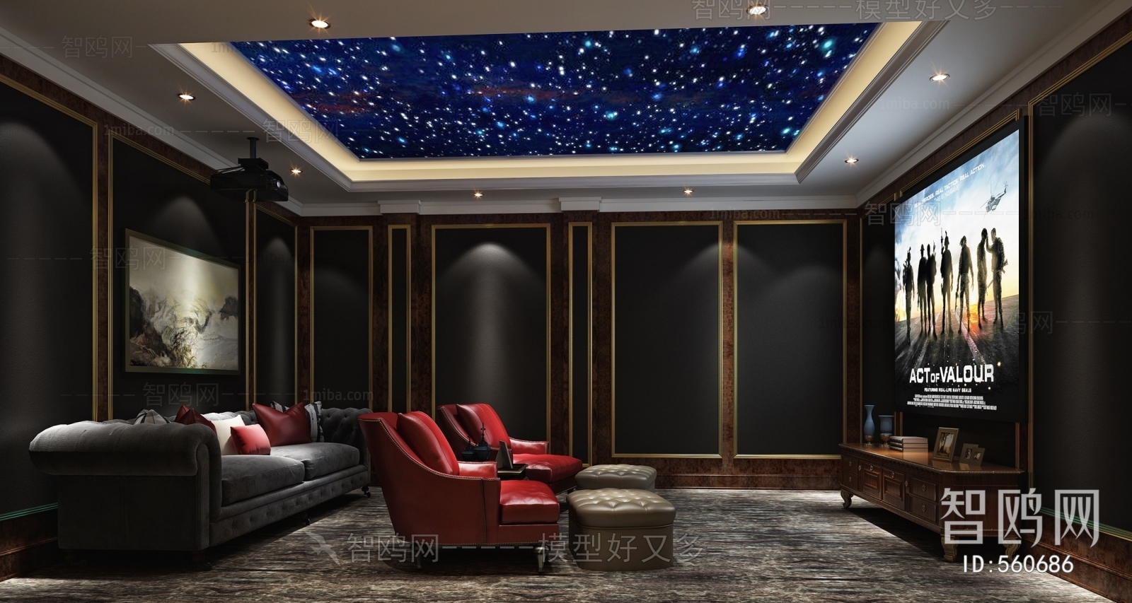 Classical Style Audiovisual Room