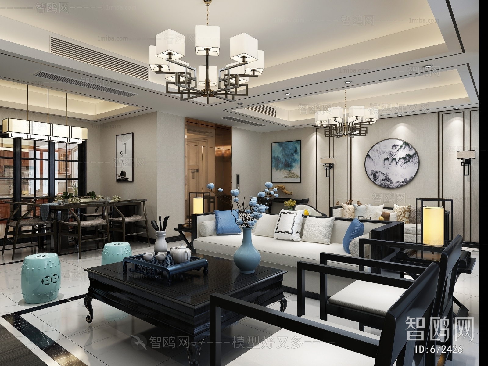 New Chinese Style A Living Room