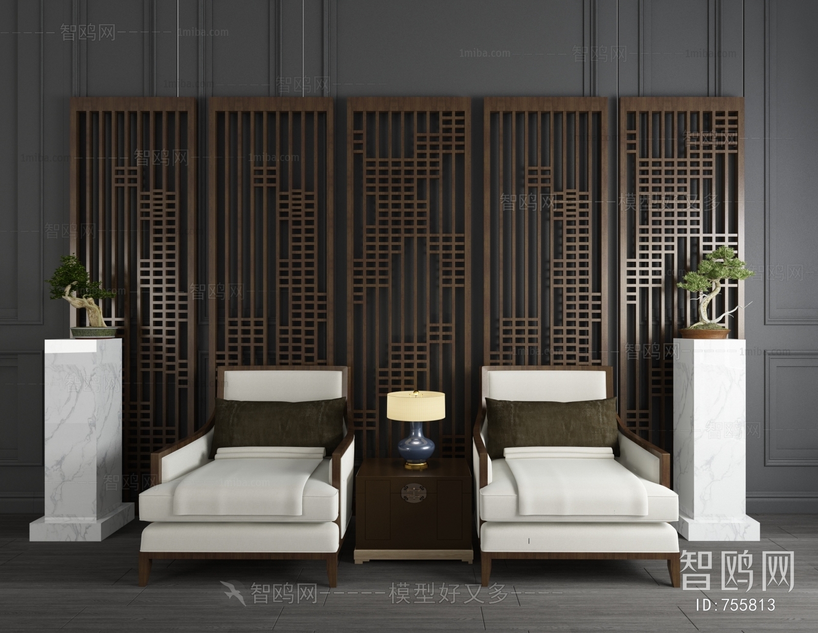 New Chinese Style Single Sofa