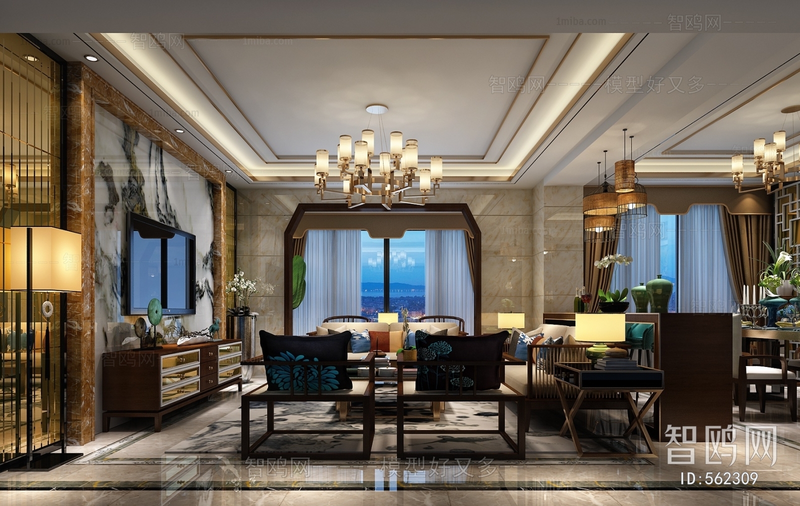 New Chinese Style A Living Room