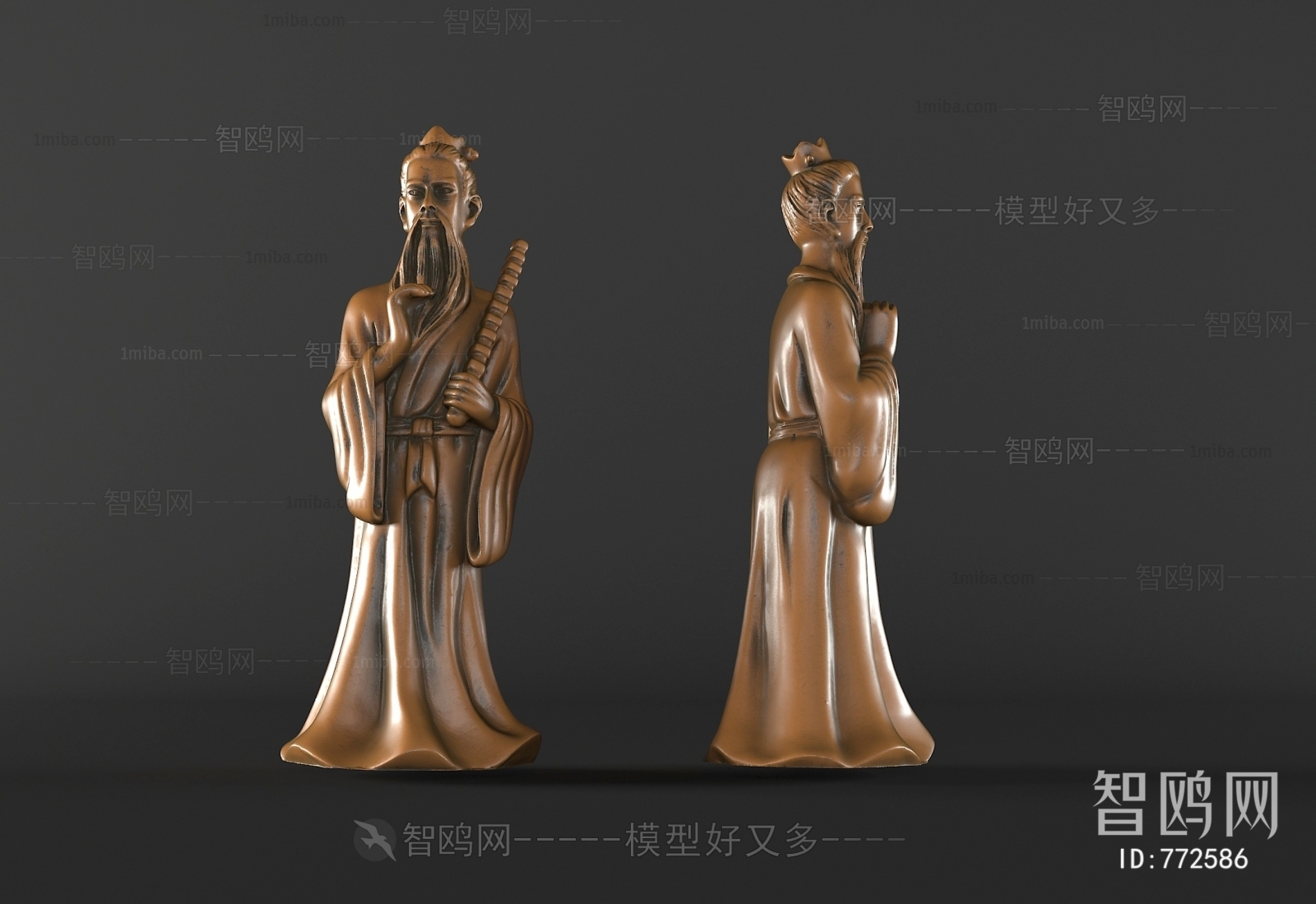 中式古代人物雕塑