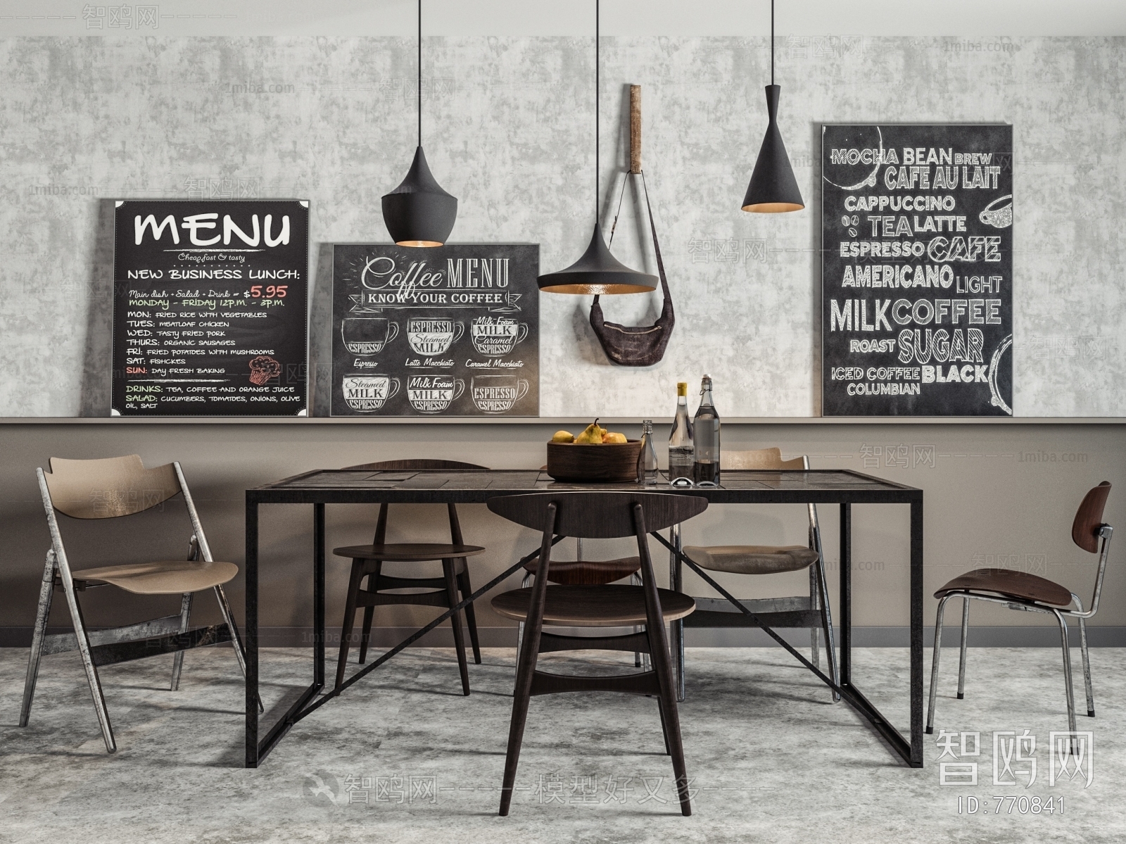 Industrial Style Dining Table And Chairs