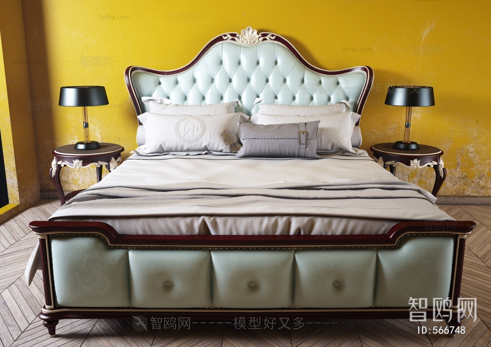 Simple European Style Double Bed