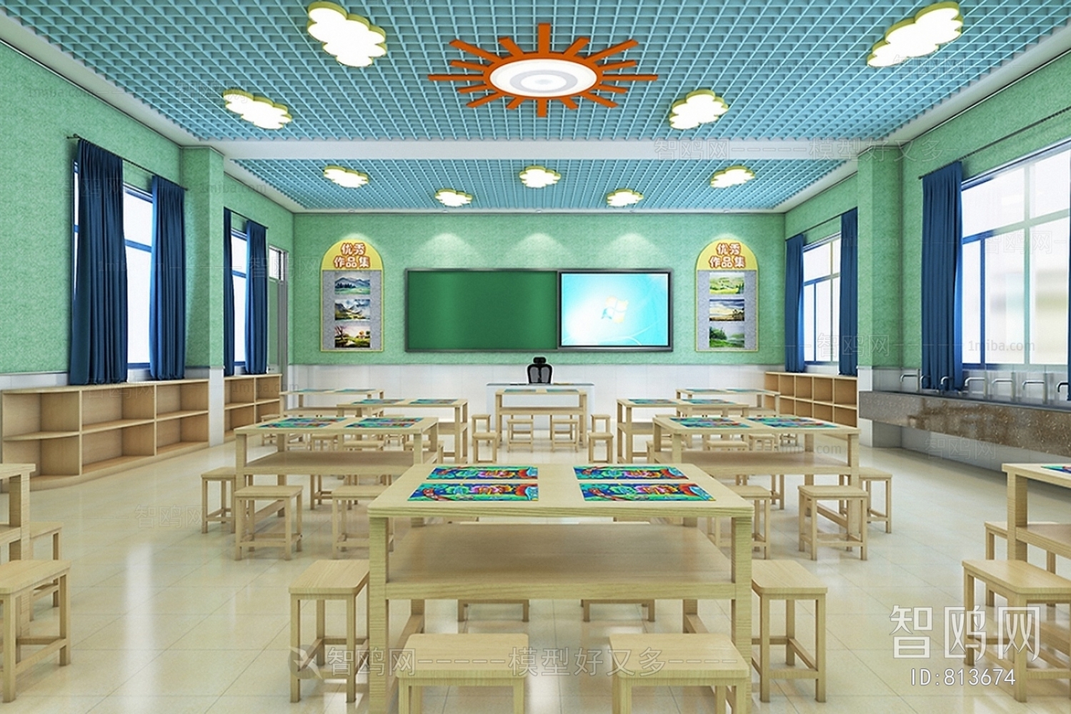 现代儿童幼儿园教室