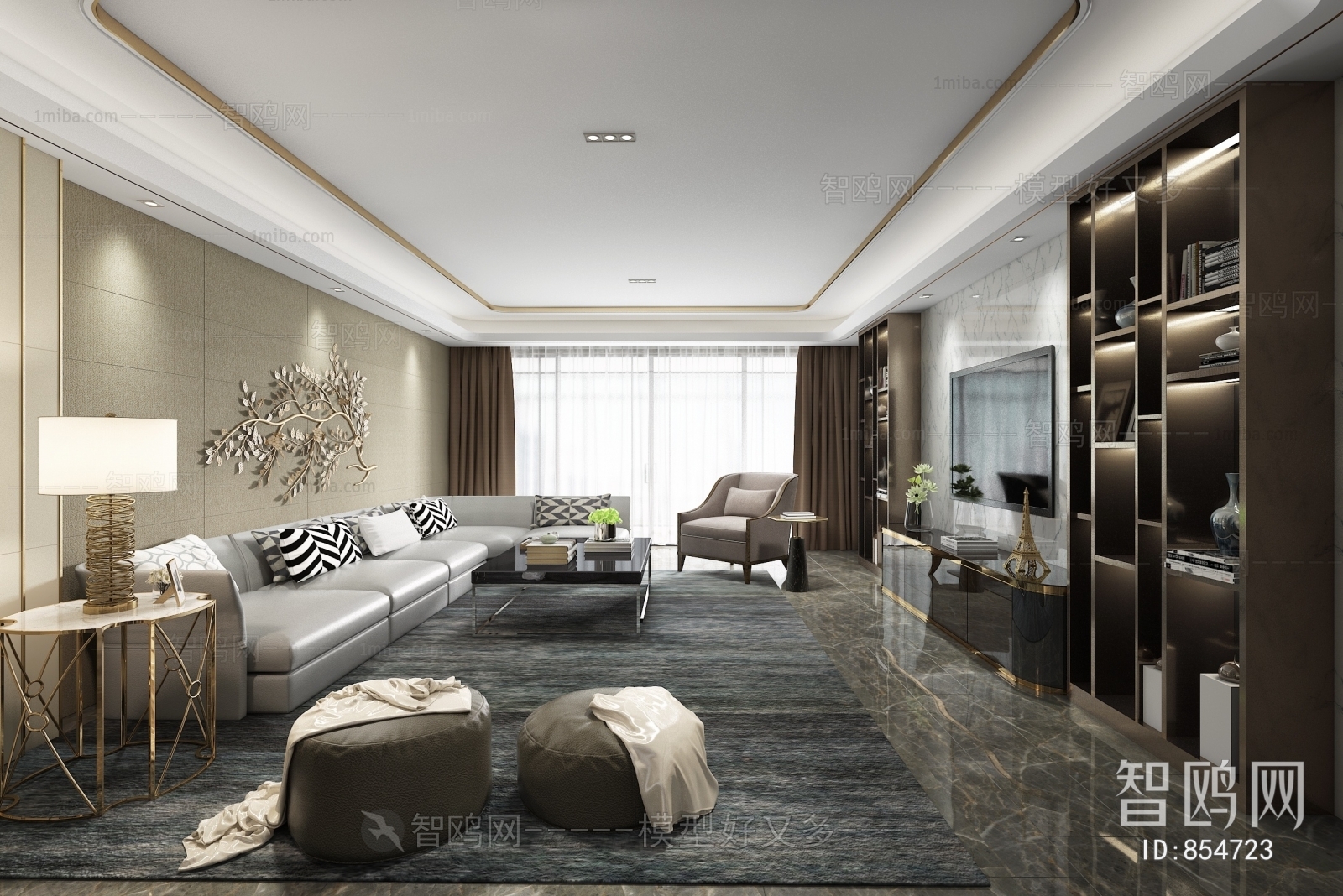 New Chinese Style A Living Room