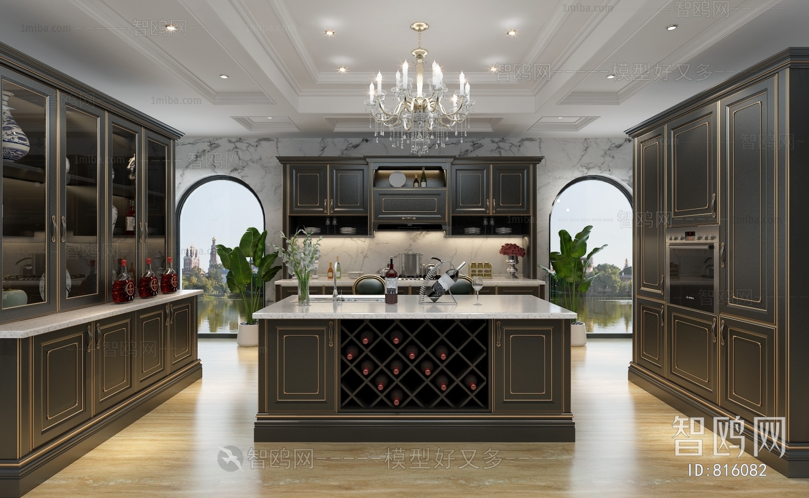 Simple European Style Open Kitchen