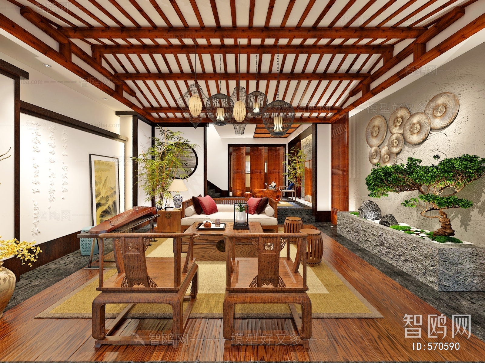 New Chinese Style A Living Room