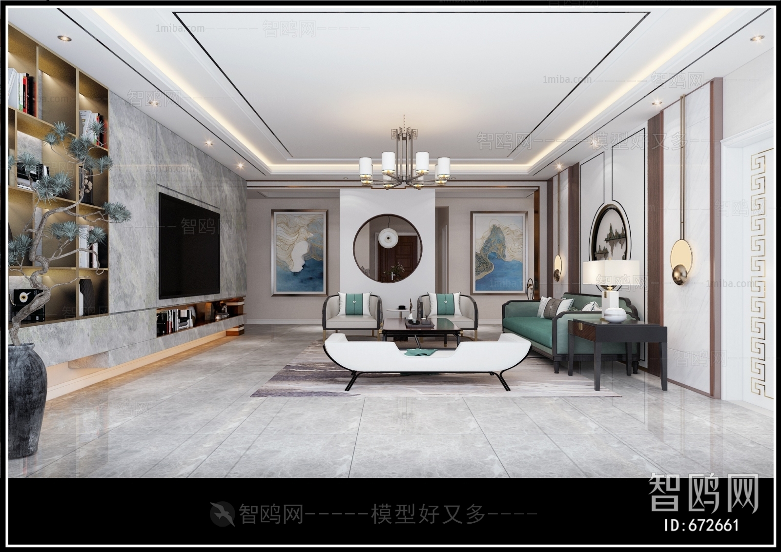 New Chinese Style A Living Room