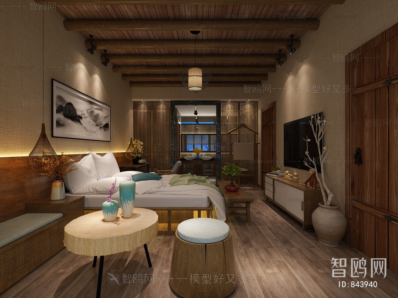 New Chinese Style Bedroom