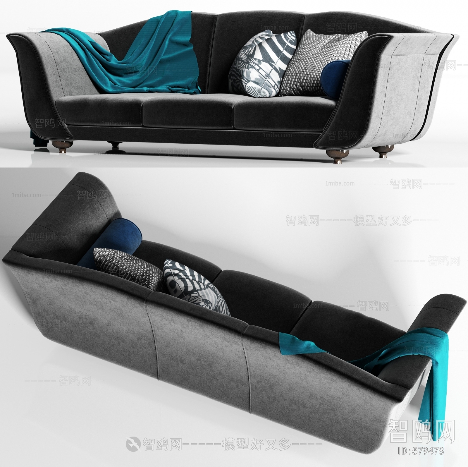 Simple European Style Three-seat Sofa