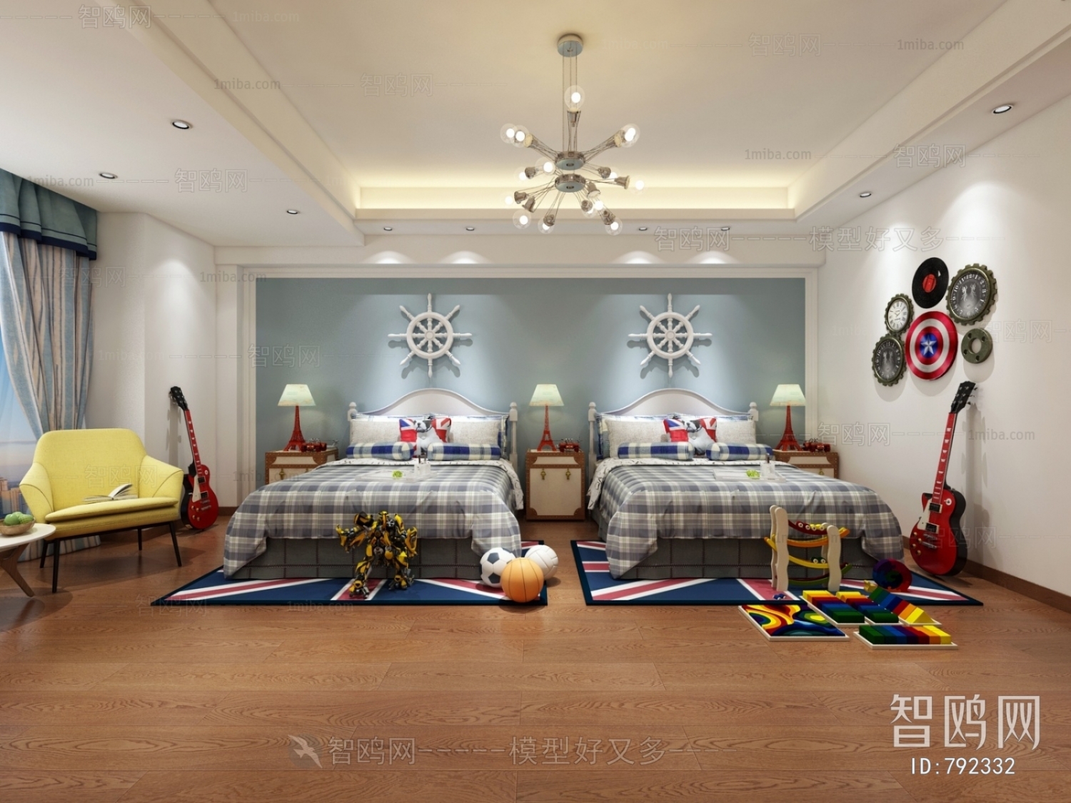 Simple European Style Boy's Room And Son's Room