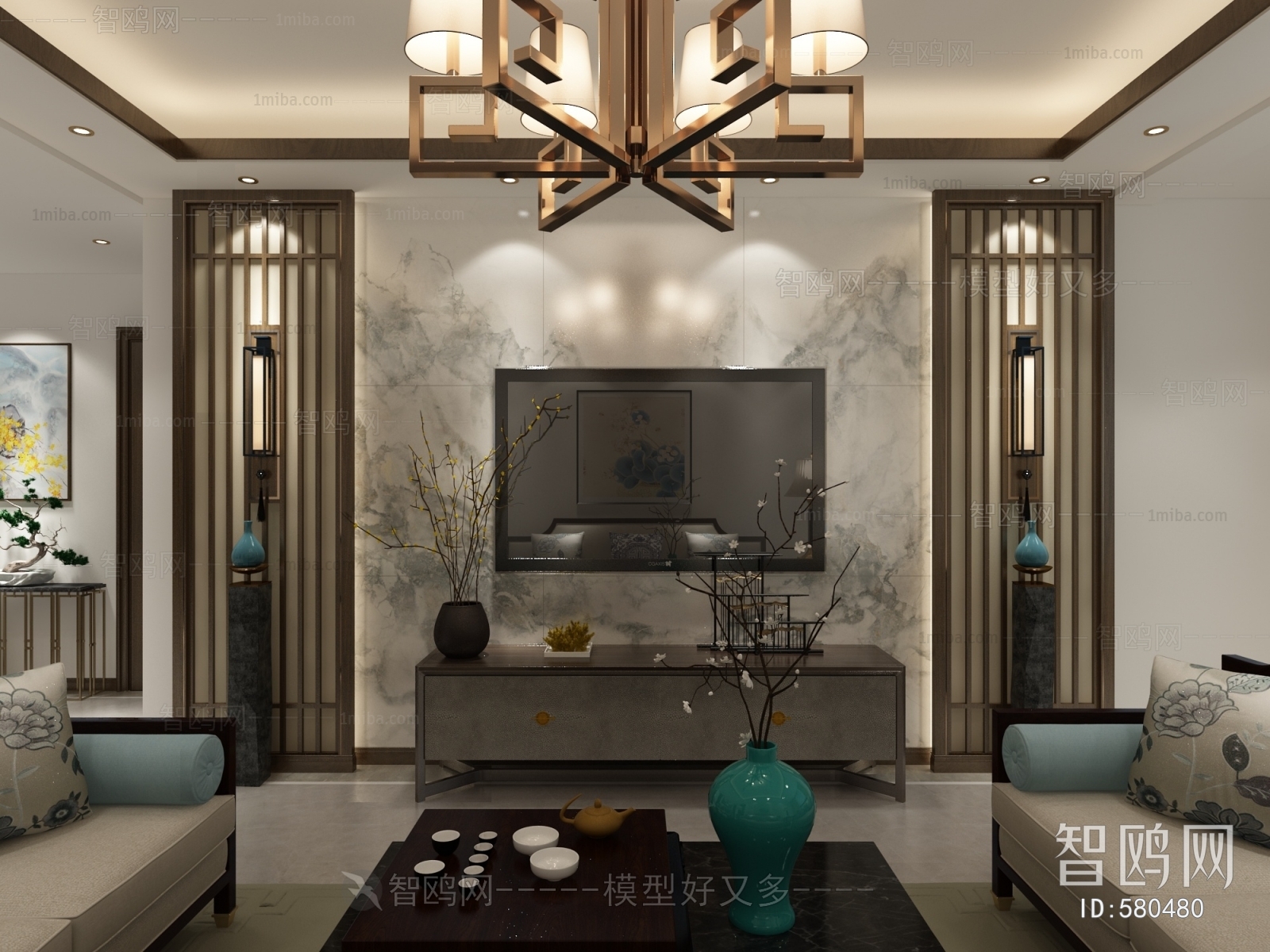 New Chinese Style A Living Room